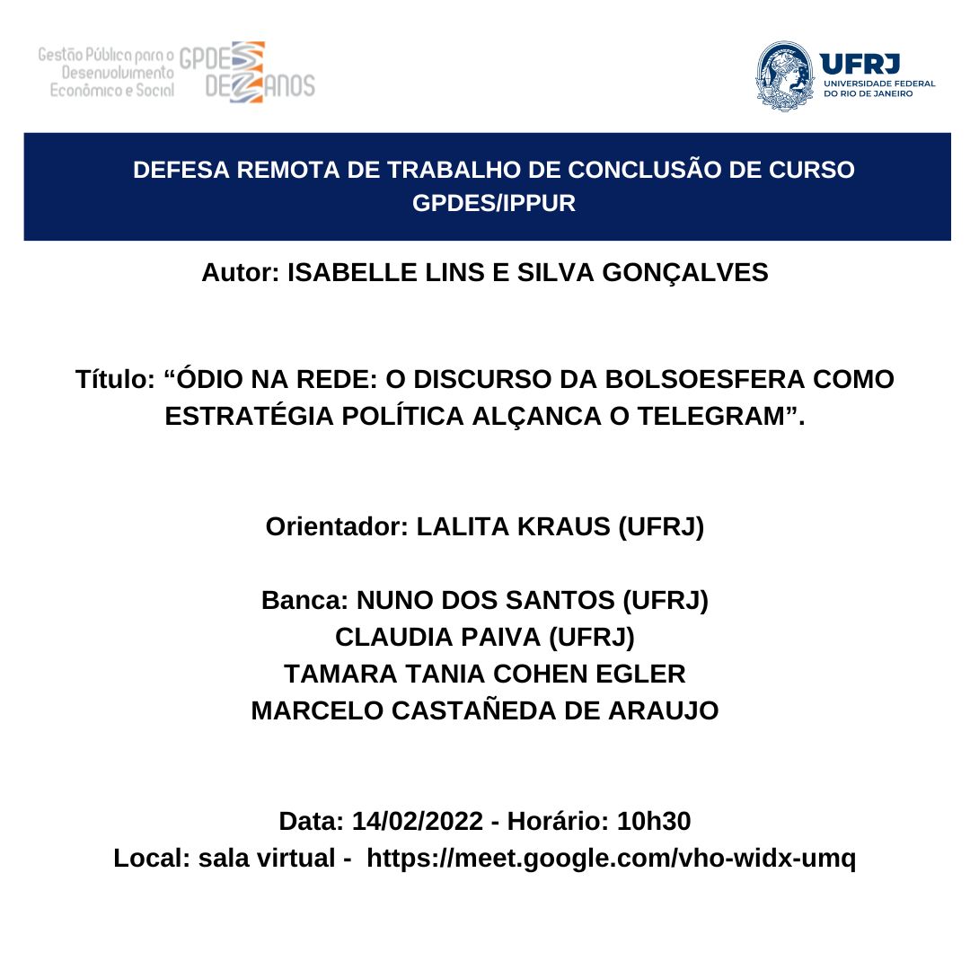 Defesa Remota de TCC – Isabelle Lins