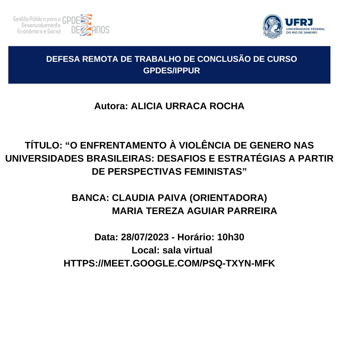 Defesa Remota de TCC – Alicia